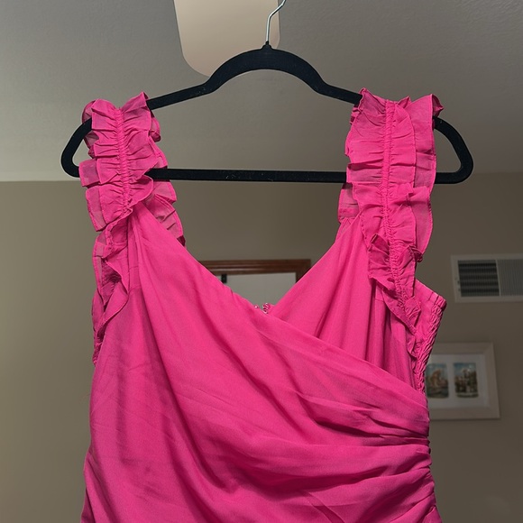 Abercrombie Pink Ruffle Strap High-Low Maxi Dress - Picture 13 of 14